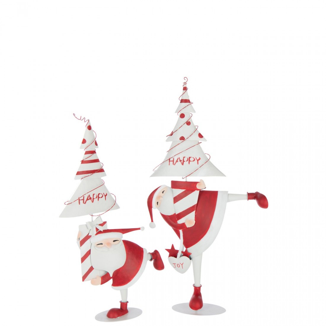 Albero di Natale a LED Babbo Natale in ferro rosso natalizio/bianco piccolo H66 cm J-Line