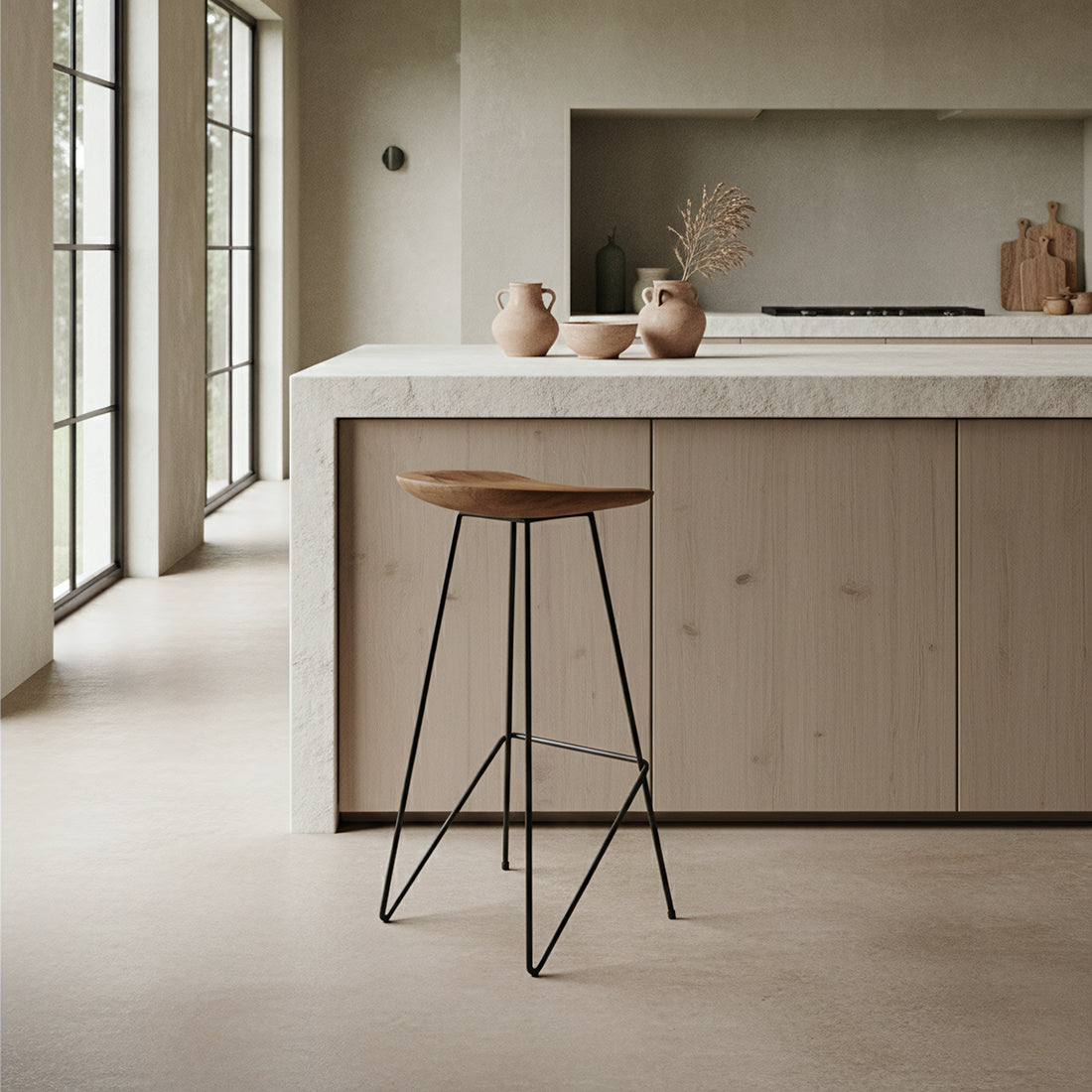Sgabello Loft in legno naturale Raw Materials