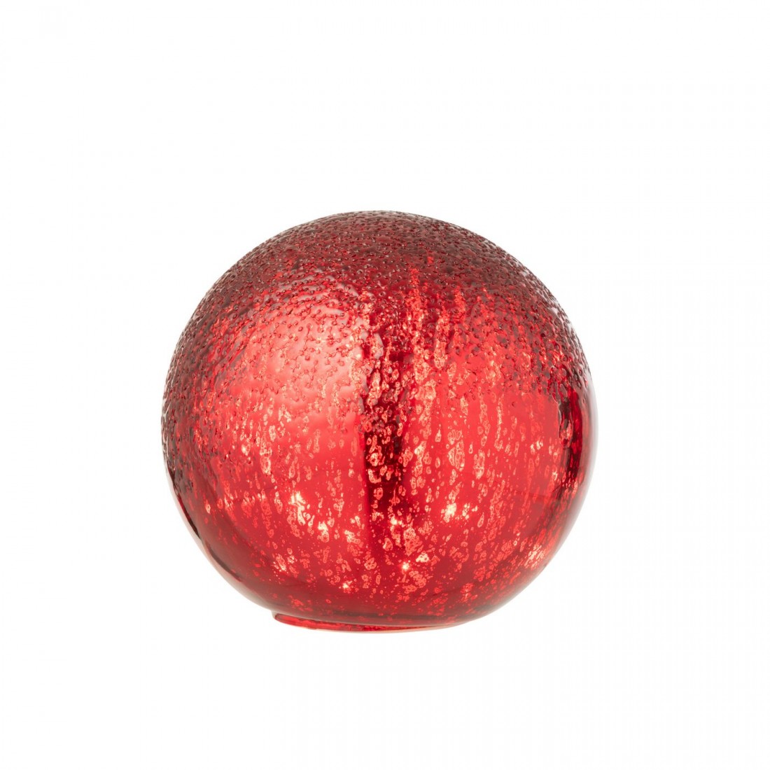 Sfera LED in vetro craquelé rosso natalizio, set da 2 J-Line