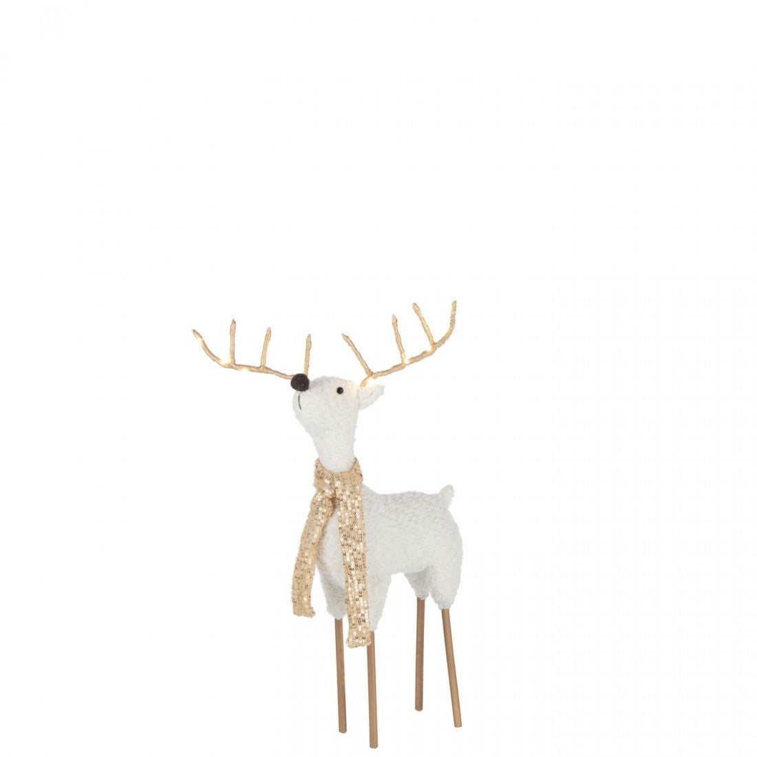 Set di 2 sciarpe con renna in poliestere bianco/color oro, H 75 cm, J-Line