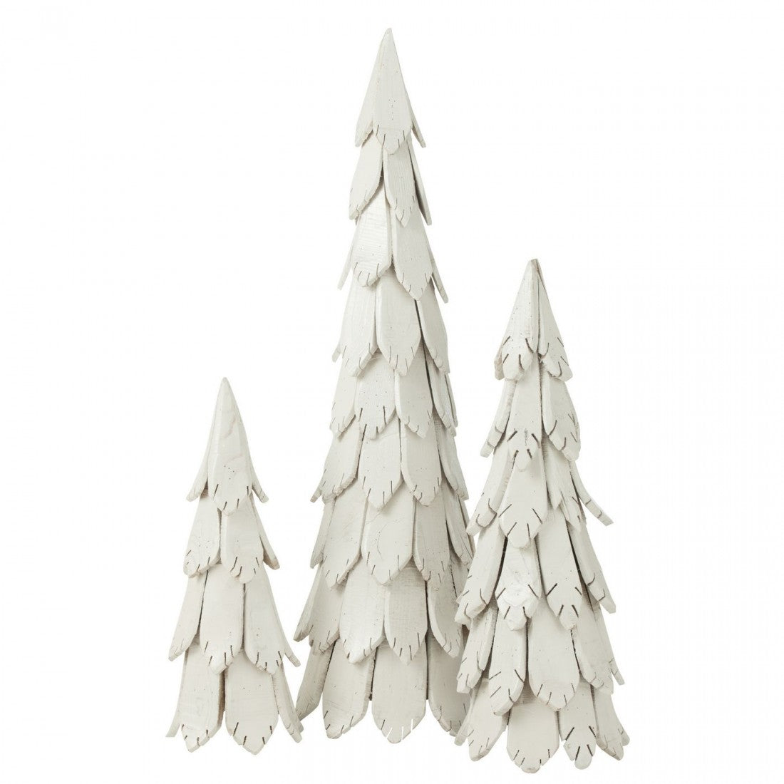 Albero di Natale Pezzi di Legno Bianco Medio H80cm J-Line