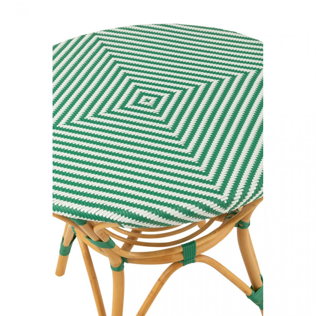 Tavolo da pranzo in rattan verde scuro/bianco J-Line