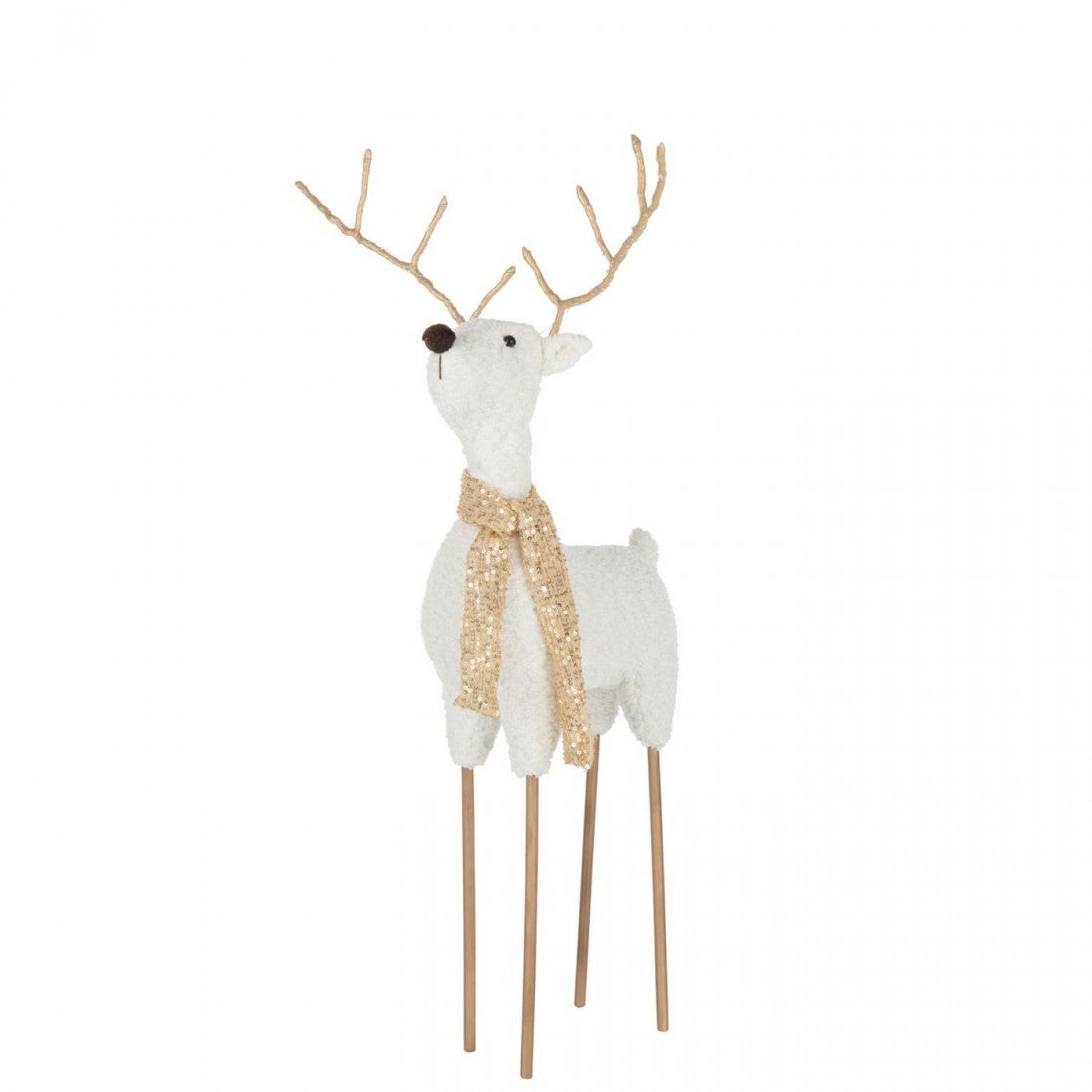 Set di 2 sciarpe con renna in poliestere bianco/color oro, H 75 cm, J-Line