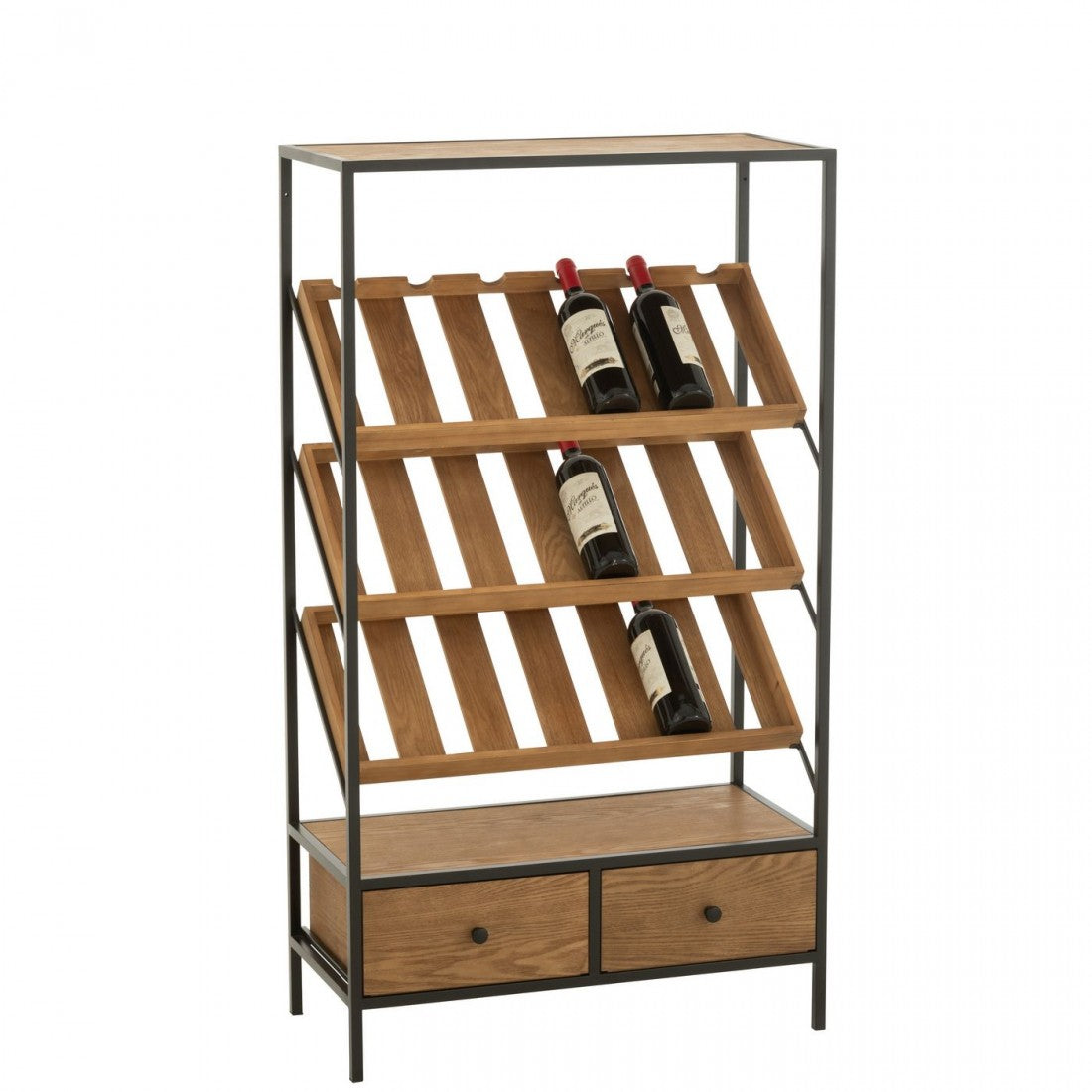 Mobile Bar Vini Impiallacciato Naturale/Nero Medio J-Line