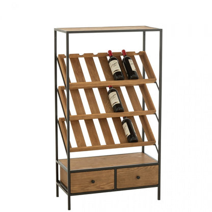 Mobile Bar Vini Impiallacciato Naturale/Nero Medio J-Line