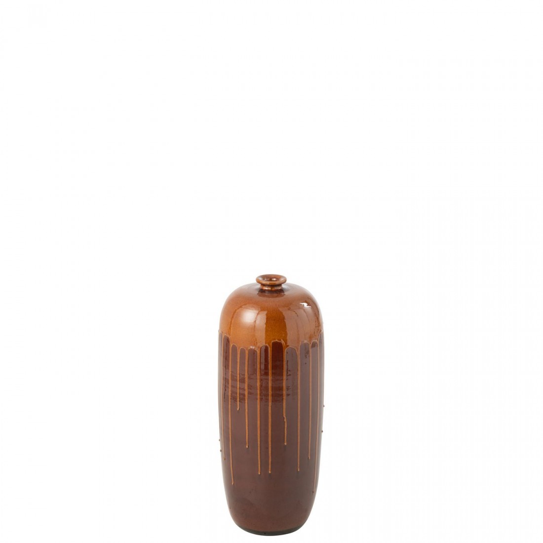 Vaso Lee Terra Marrone/Arancione Lucido Piccolo Ø19xH55cm J-Line