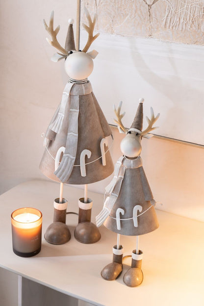 Set di 2 bastoni da passeggio in metallo color beige/grigio con renna J-Line