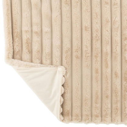 Plaid Large in velluto a coste poliestere beige 180cmx130cm J-Line