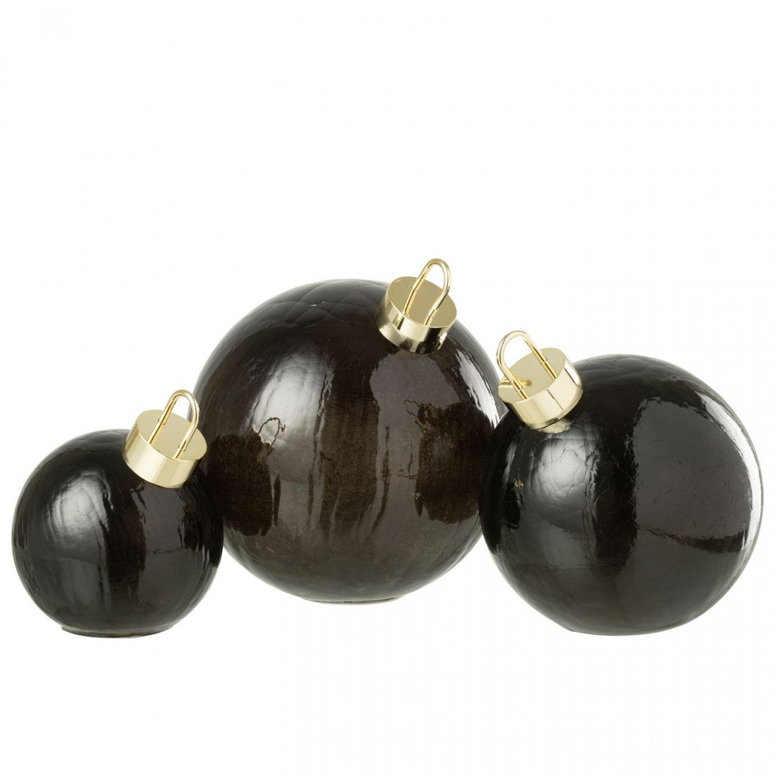 Sfera natalizia in vetro nero con LED, set da 3, J-Line