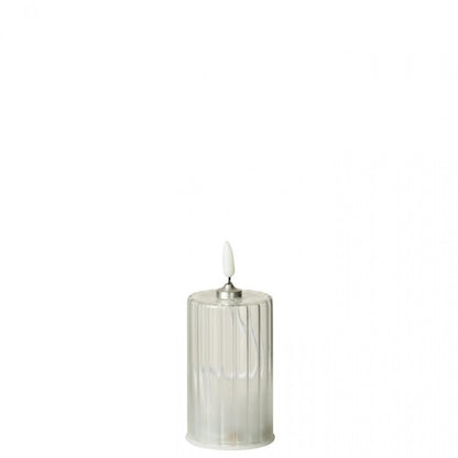 Set di 3 candele a LED in vetro trasparente a righe J-Line