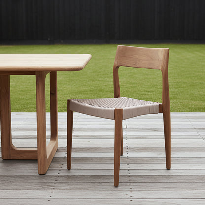 Freya Sedia da pranzo in teak senza braccioli Naturale Set da 2 Raw Materials