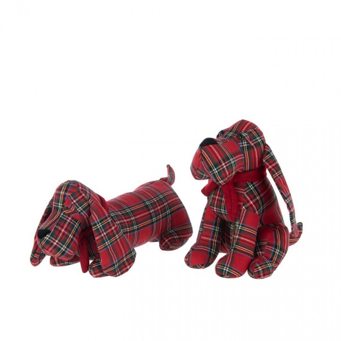 Tappabuchi per cani in poliestere a quadri rosso natalizio/verde scuro, set da 2 J-Line
