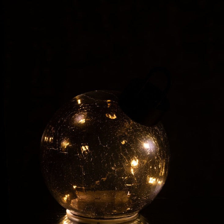 Sfera natalizia in vetro nero con LED, set da 3, J-Line