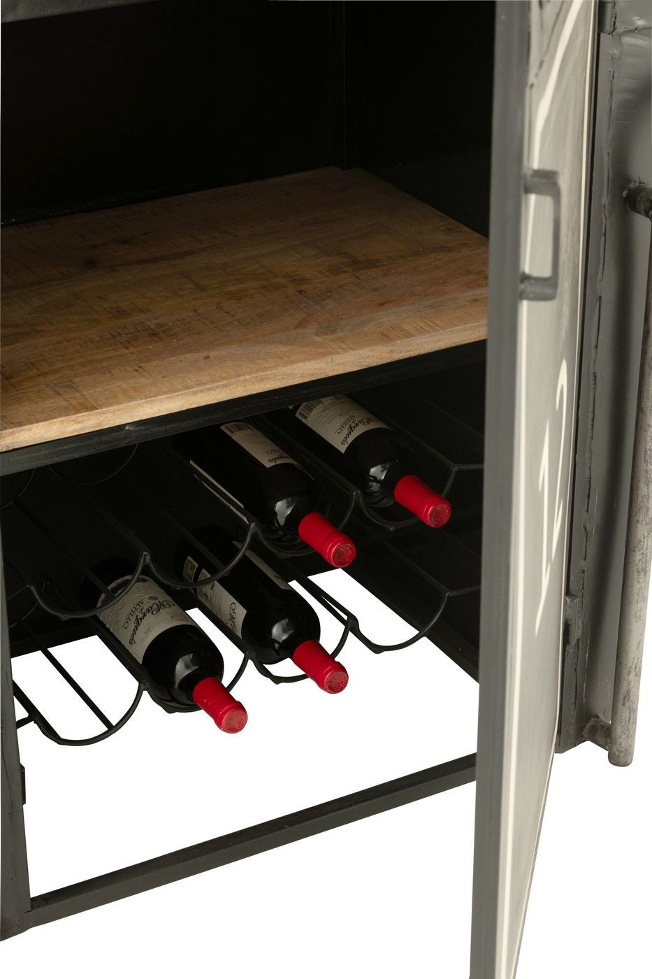 Mobile bar Cable Wagon Ferro/Legno di mango Nero/Bianco J-Line