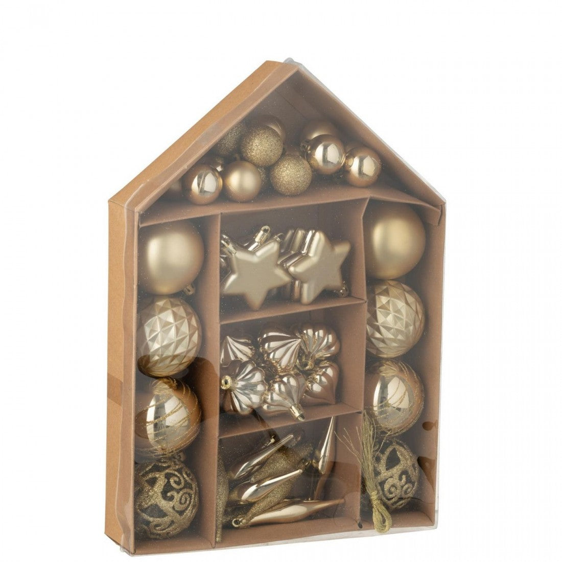Scatola Da 50 Palline Di Natale In Plastica Color Oro J-Line