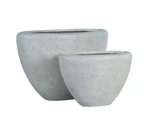 Set di 2 vasetti ovali alti Dashima Cream GRC PTMD