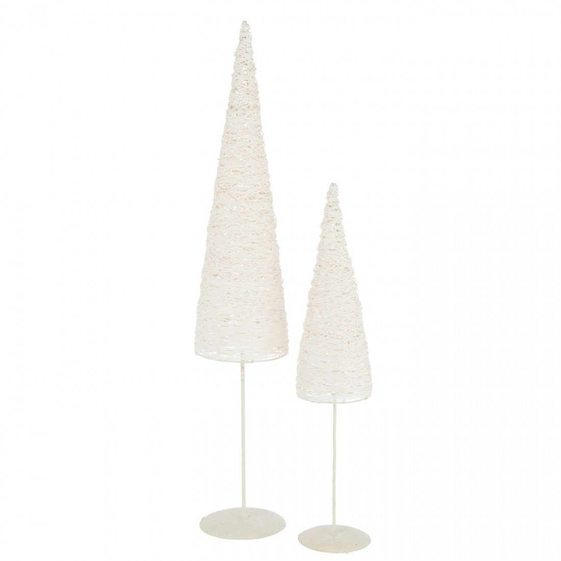 Albero di Natale su Base Metallo/Carta Bianco Set di 2 J-Line