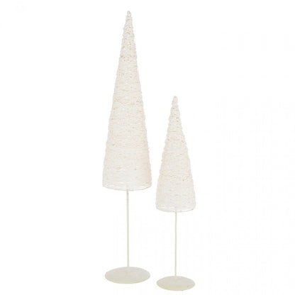 Albero di Natale su Base Metallo/Carta Bianco Set di 2 J-Line