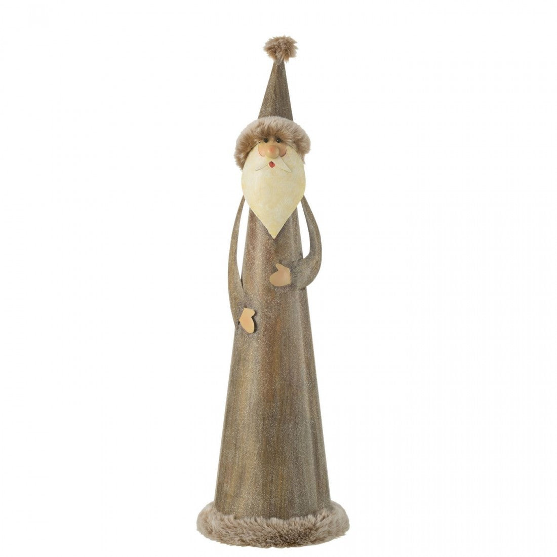 Babbo Natale Rotondo Pelliccia Metallo Grigio Large J-Line