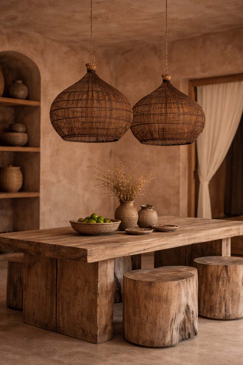 La lampada a sospensione Desert Gourd in noce scuro, media, Bazar Bizar
