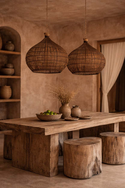 La lampada a sospensione Desert Gourd in noce scuro, media, Bazar Bizar