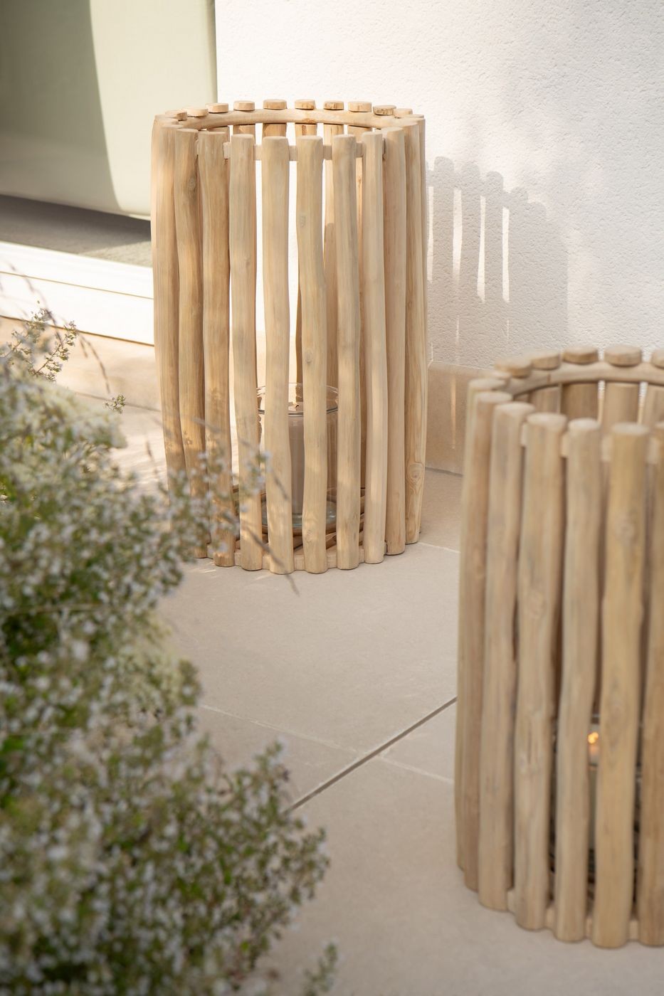 Set di 2 Lanterne in Teak Naturale J-Line