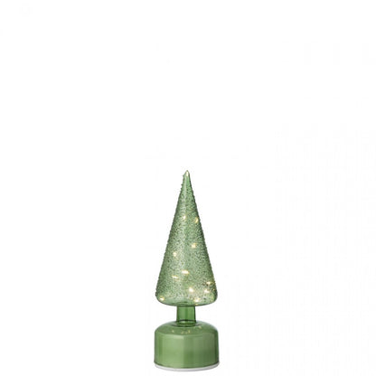 Set di 2 alberi di Natale in vetro verde con luci LED rotanti J-Line