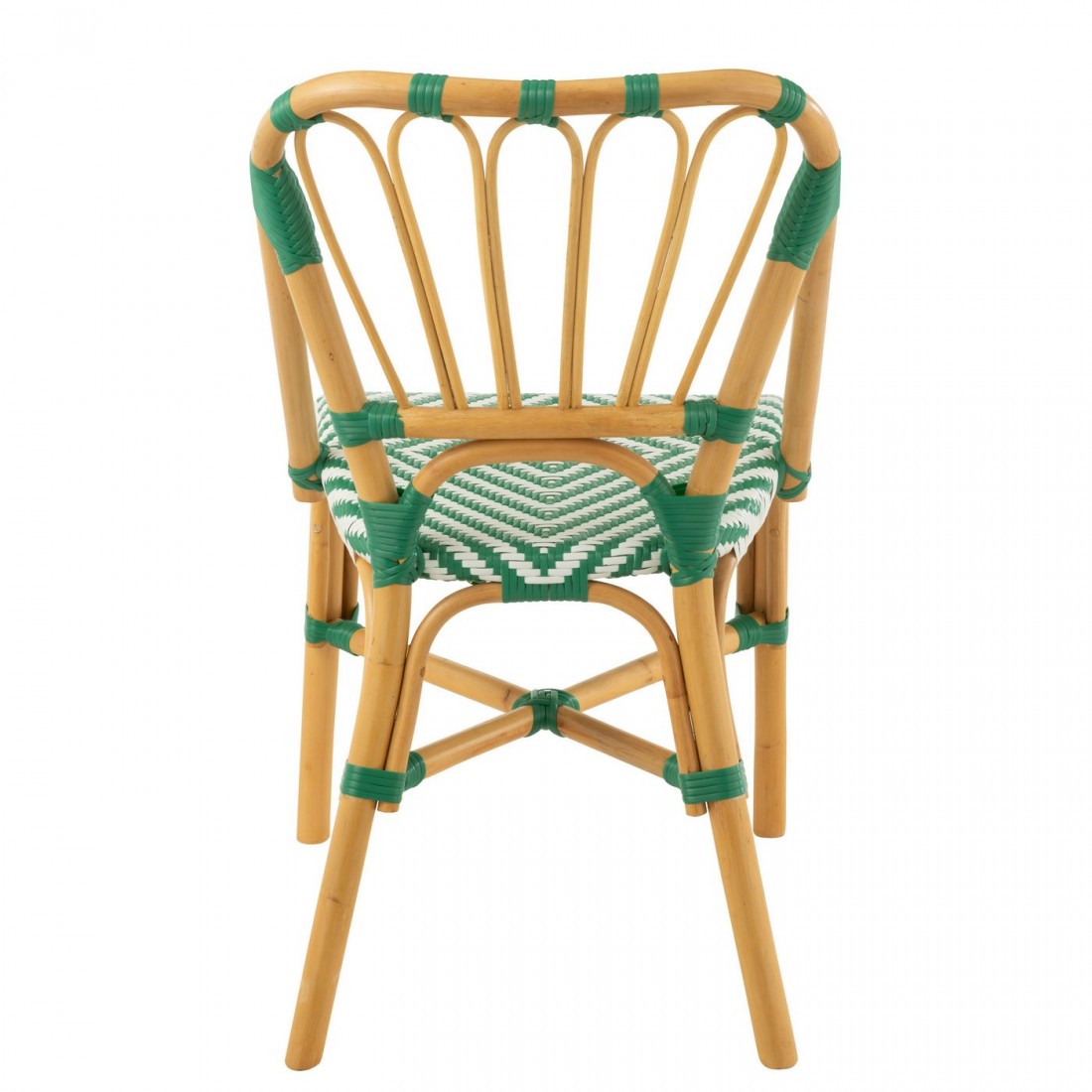 Sedia in rattan verde scuro/bianca J-Line