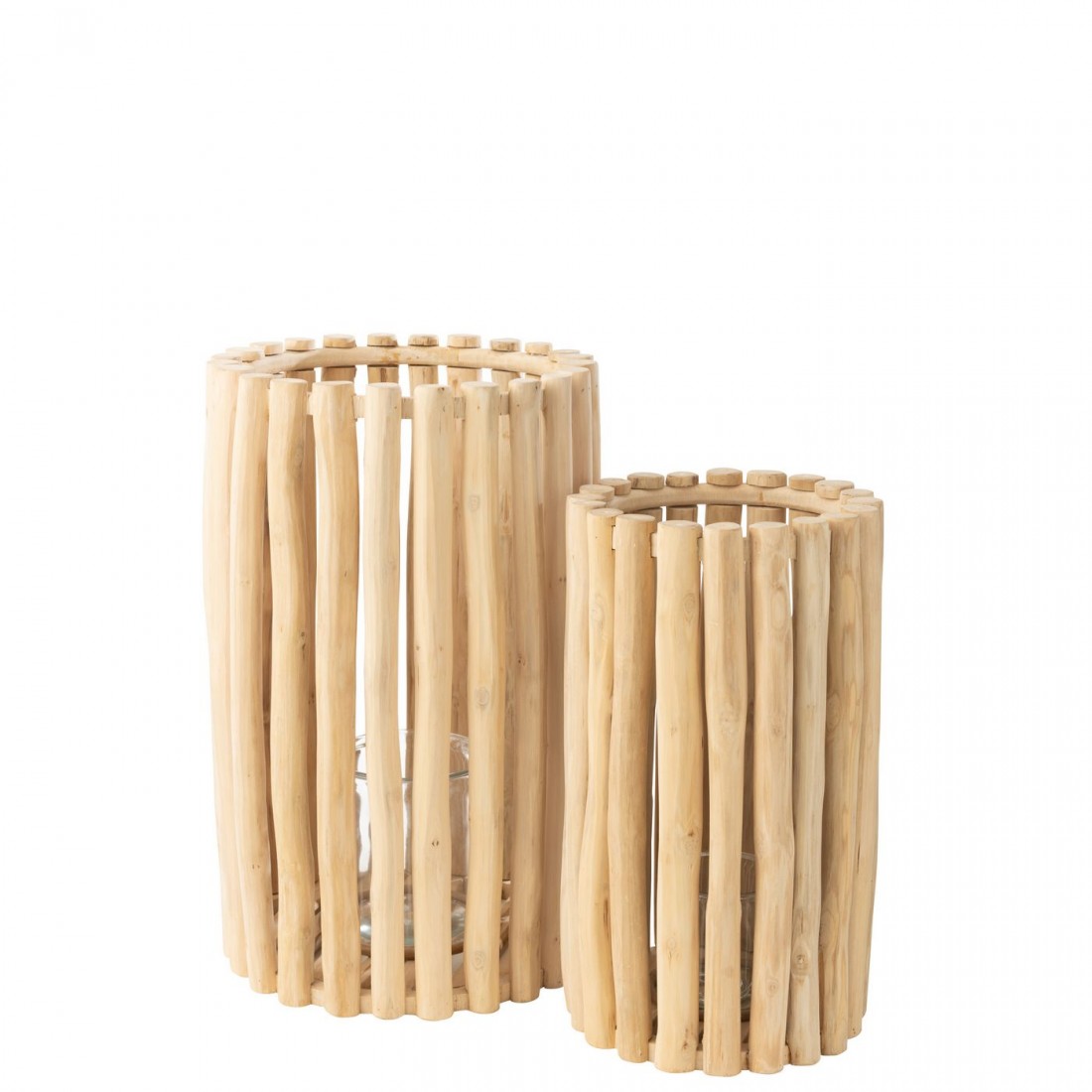 Set di 2 Lanterne in Teak Naturale J-Line