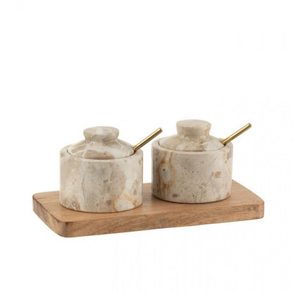 Set di spezie in marmo naturale/beige J-Line