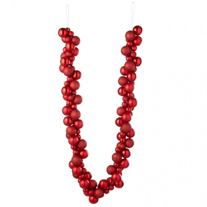 Ghirlanda di palline di Natale in plastica rosso natalizio J-line
