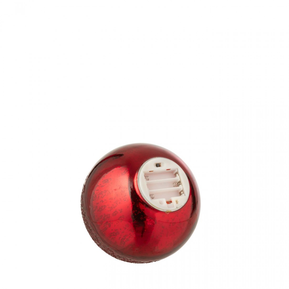 Sfera LED in vetro craquelé rosso natalizio, set da 2 J-Line