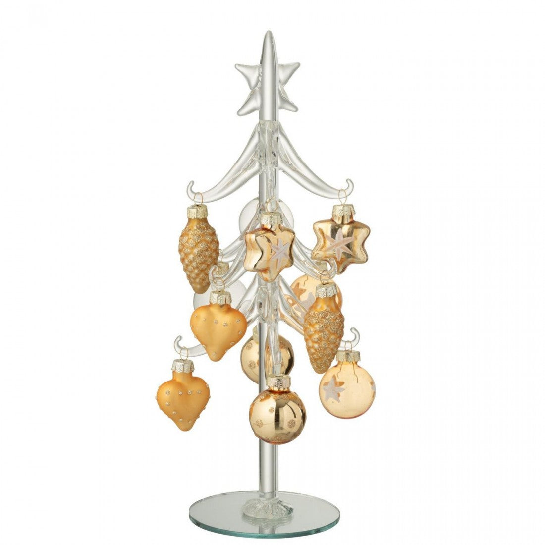 Albero di Natale + Palline in vetro trasparenti/color oro J-Line