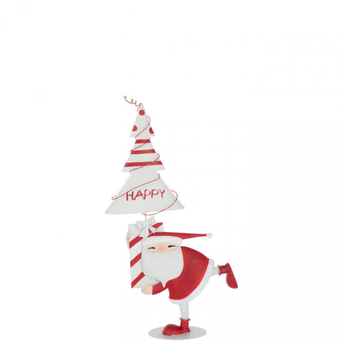Albero di Natale a LED Babbo Natale in ferro rosso natalizio/bianco piccolo H66 cm J-Line