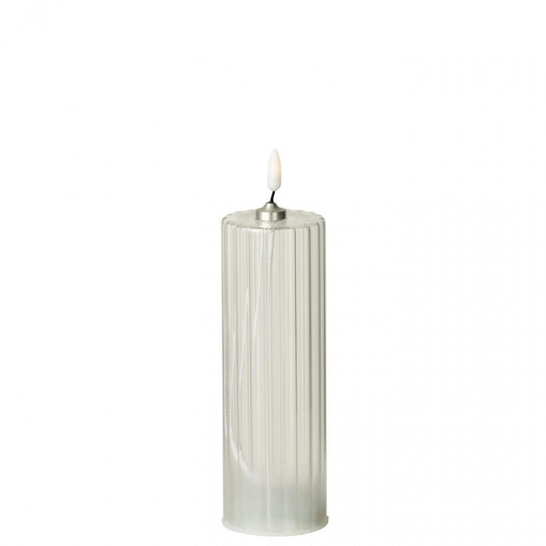 Set di 3 candele a LED in vetro trasparente a righe J-Line