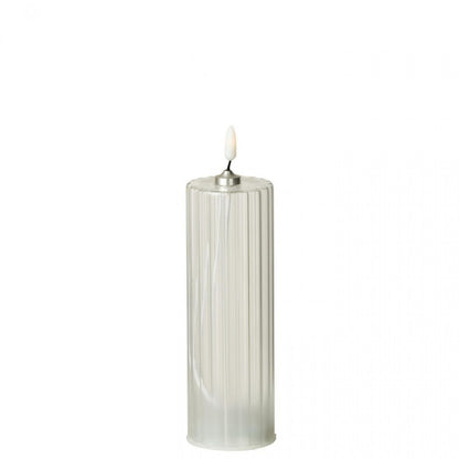 Set di 3 candele a LED in vetro trasparente a righe J-Line