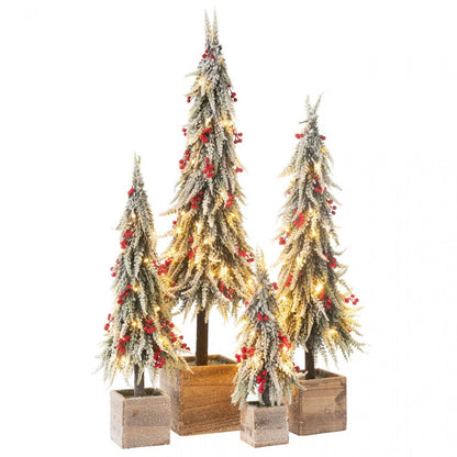 Albero di Natale + Neve Artificiale in Plastica a LED Verde/Rosso Large H75cm J-Line
