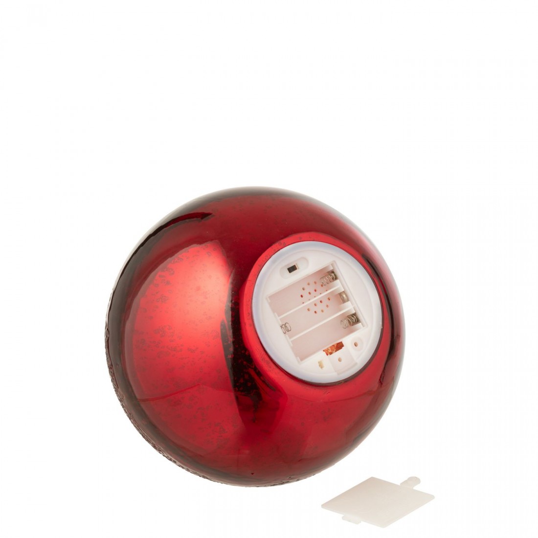 Sfera LED in vetro craquelé rosso natalizio, set da 2 J-Line