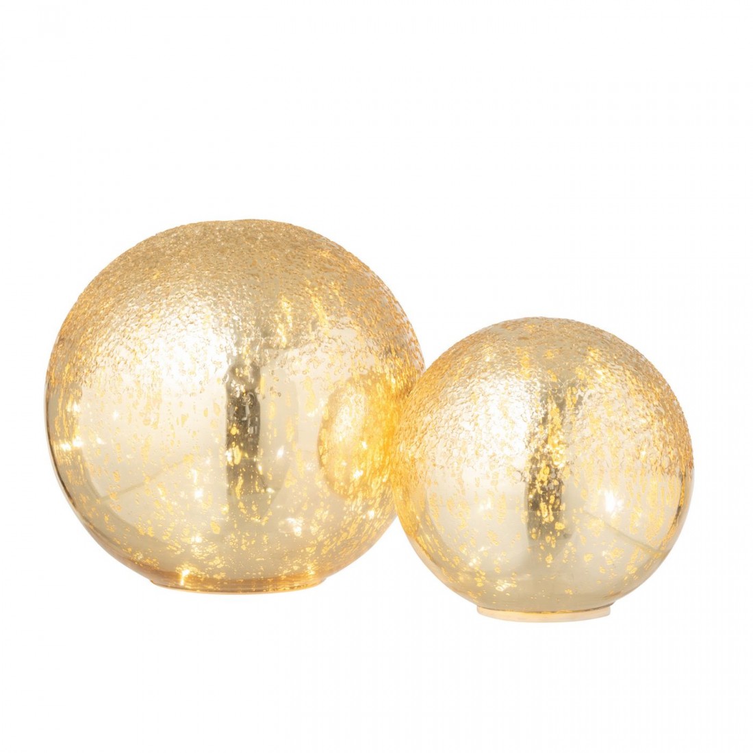 Sfera LED in vetro craquelé color oro, set da 2, J-Line
