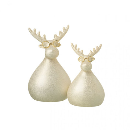 Set di 2 Occhiali Renna in Porcellana Color Oro J-Line