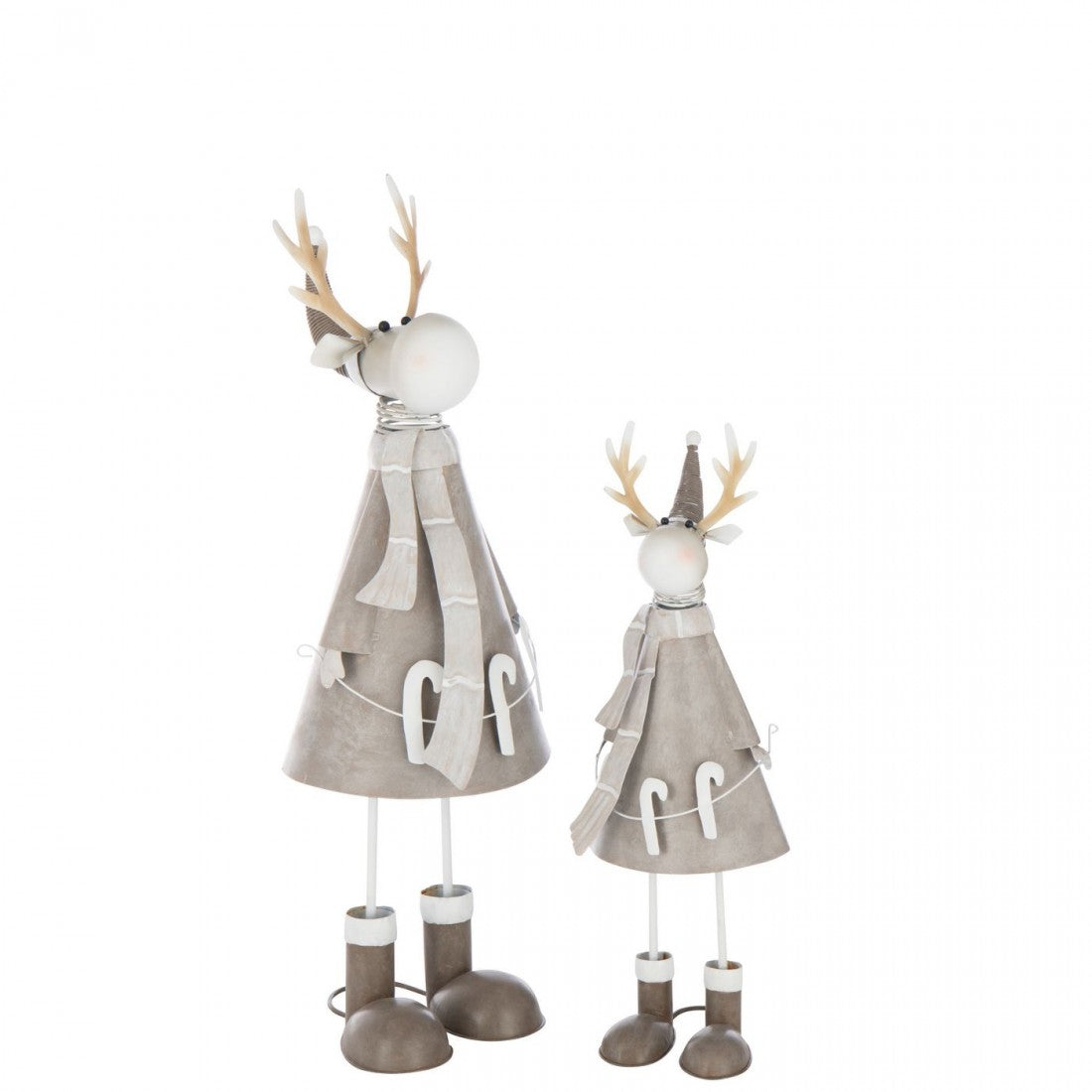 Set di 2 bastoni da passeggio in metallo color beige/grigio con renna J-Line
