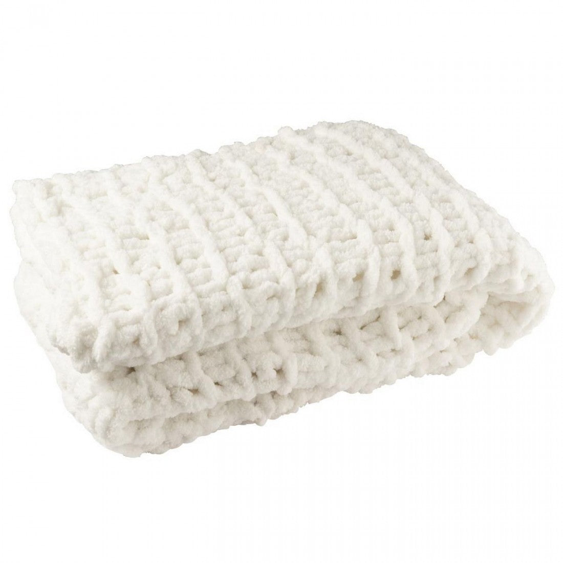 Coperta in poliestere bianco a maglia grossa J-Line