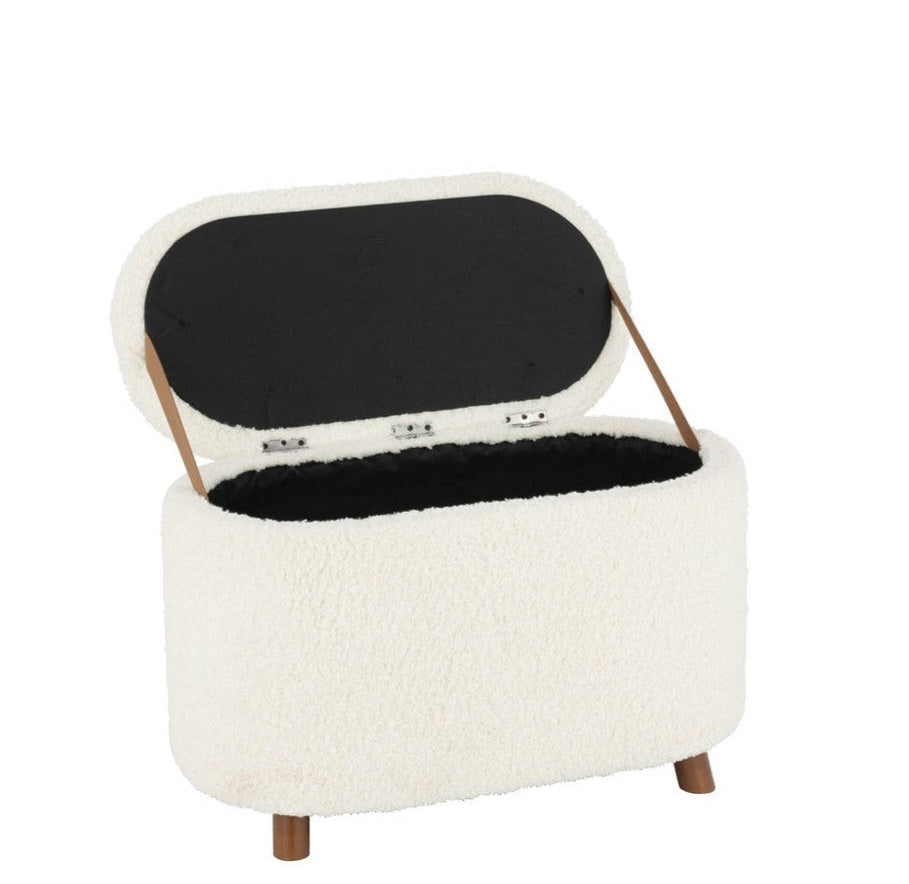 Pouf Contenitore Teddy Poliestere Bianco J-Line