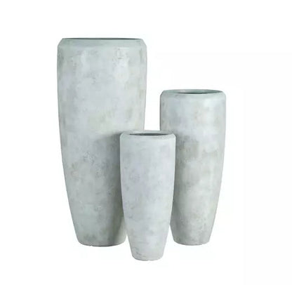 Set di 3 vasetti rotondi alti in ceramica Dashima Cream GRC PTMD