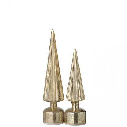 Albero di Natale in vetro girevole a LED color oro, set da 2, J-Line