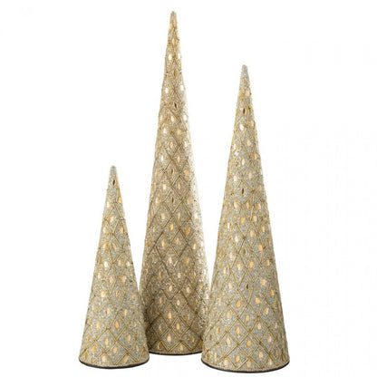Set di 3 coni in ferro/perline bianche/color oro J-Line