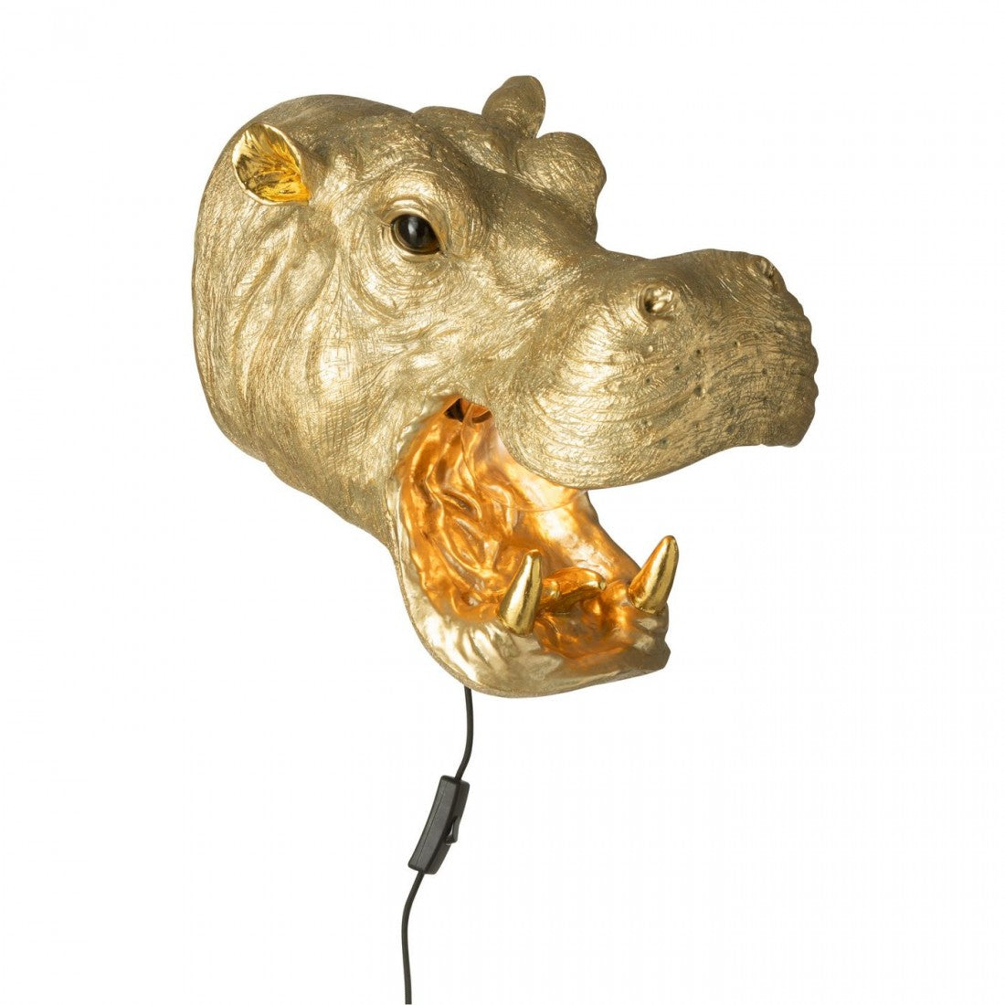 Applique Testa di Ippopotamo in Resina Color Oro J-Line