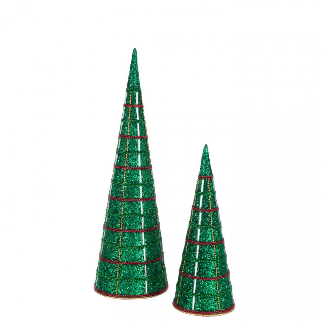 Set di 2 coni in ferro/perline verde smeraldo J-Line