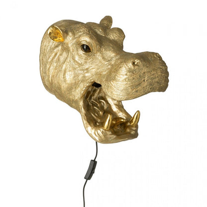 Applique Testa di Ippopotamo in Resina Color Oro J-Line