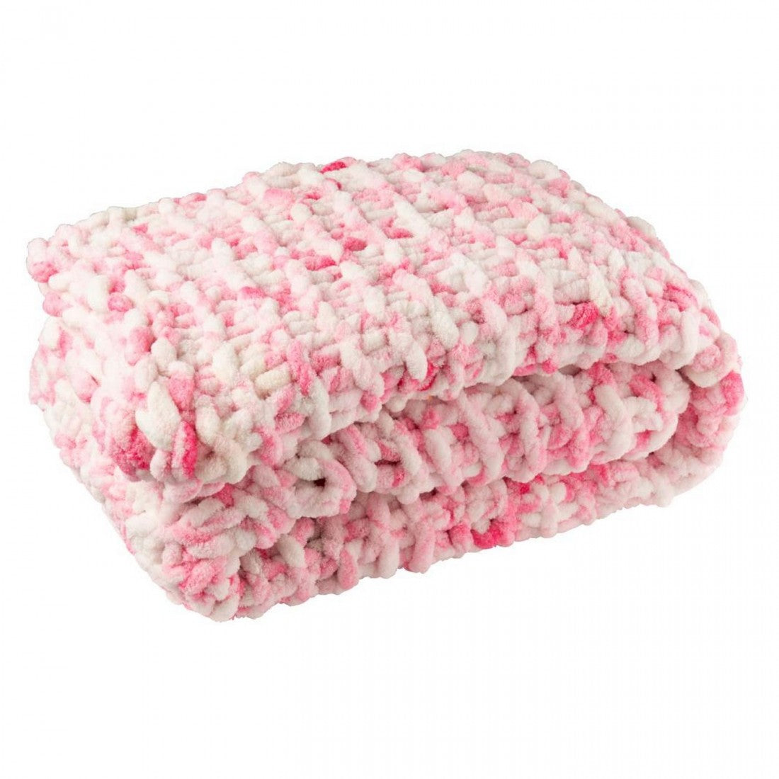 Coperta in maglia di poliestere rosa/bianca J-Line